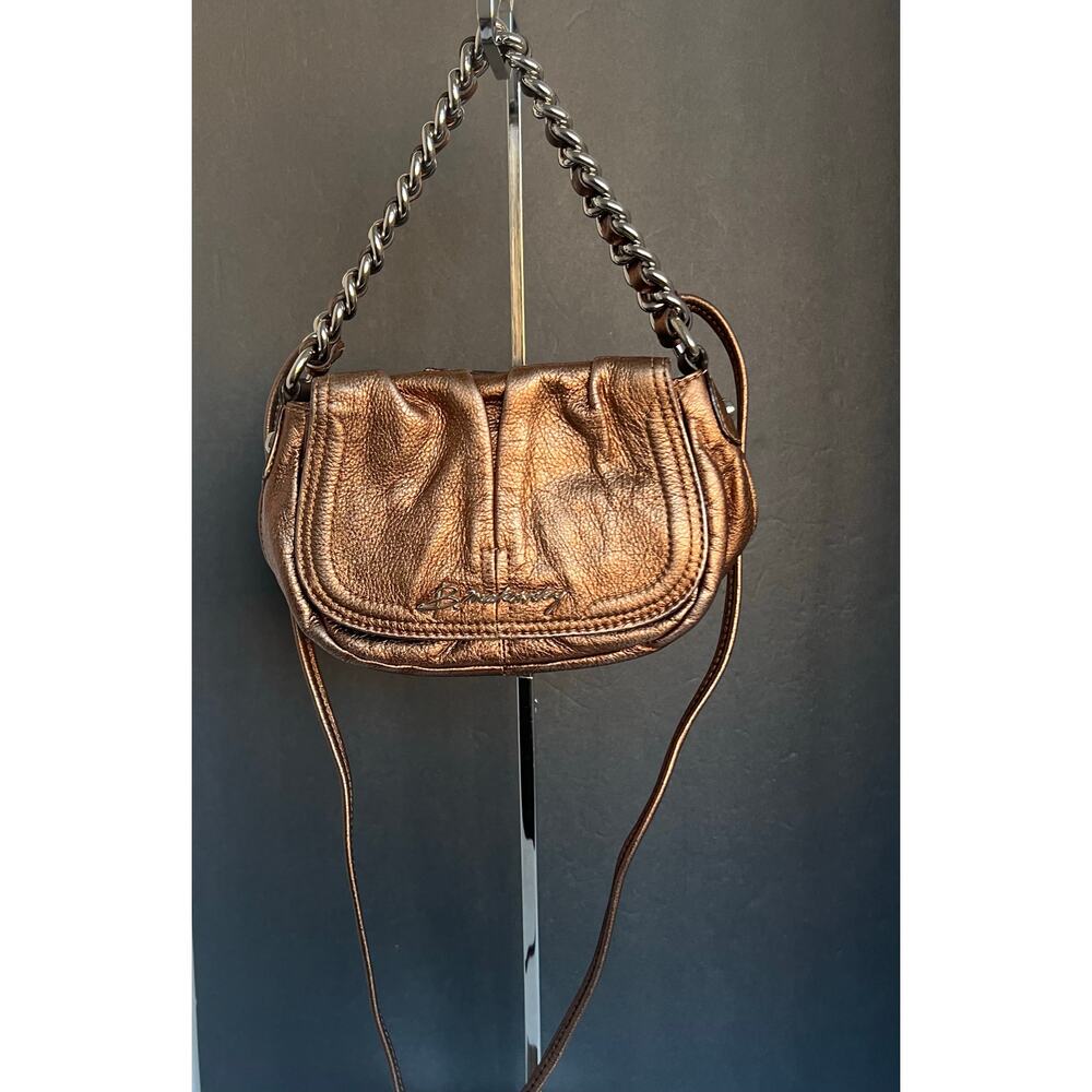 B Makowsky Crossbody Bag Women Small Copper Excellent Metallic Leather Chain